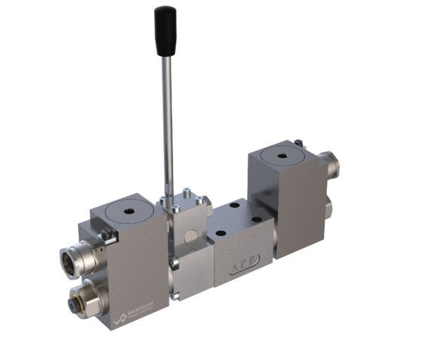 Switching valves Solenoid operated spool valve Exd with additional hand lever actuation WDYFA06_Z568